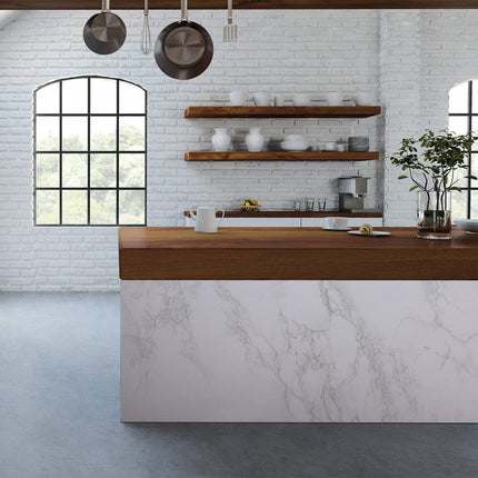 Glossy Marble Contact Paper White Peel and Stick for Countertop