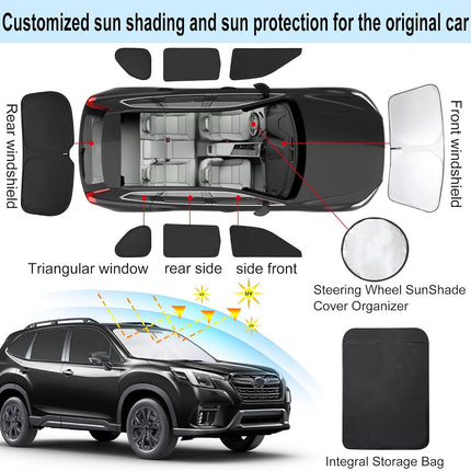 TINGLU Window Shades for Subaru Forester 2019-2024 Accessories Car Side Full Windows Rear Triangular Windshield Sun Shade Sun UV Rays & Privacy Protection for Camping,Napping,and Relaxing 8PCS