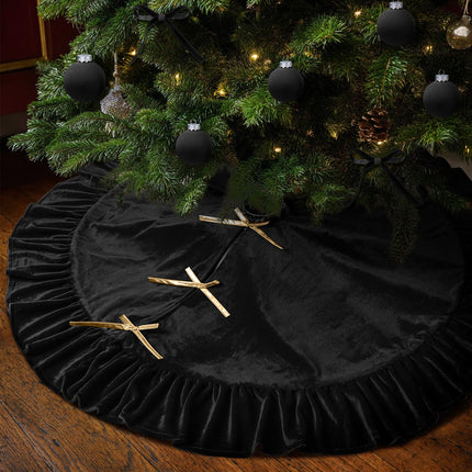 Falda de árbol de Navidad de terciopelo, 48 Inches, estilo moño, verde salvia