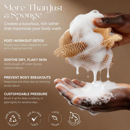 CORATED African Net Sponge Authentic with Knots, Shower Loofah Exfoliating Bath Sponge, Body Scrubber for Women and Men Daily Use Body Care, Travel Portable Bath Accessories Spa Gifts