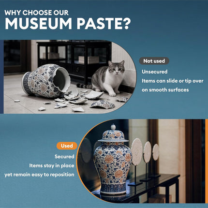 Exhibits Fixing Gel for Museum 200g (6.76oz) - Removable & Reusable Museum Putty, Museum Wax Adhesive to Secure Glass, Antiques, Collectibles & Decor, No Residue Exhibit Gel