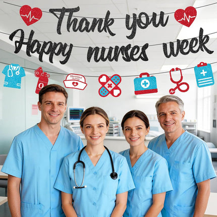 Pre-strung Nurses Week Decorations 2026 Thank You Happy Nurses Week Banner Certified Nursing Home week Decorations Supplies