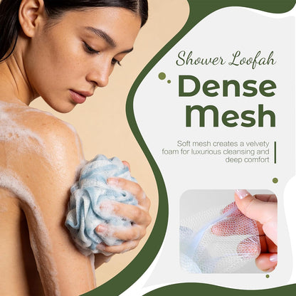 Loofah Sponge 4 Pack, Exfoliating Body Scrubber for Shower, Soft Bath Sponges with Hanging Loop, 60G Gentle Loofah for Women Men (Pastel Colors)