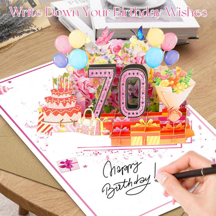 70th Birthday Card for Women,Jumbo Pop Up 70th Birthday Cards for Her Friend,Back In 1956 Happy 70 Year Old Birthday Decorations for Wife Daughter Mom Funny Birthday Gifts,Rose Gold