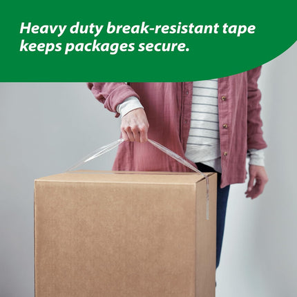 Duck HD Clear Packing Tape Dispenser Heavy Duty Packaging Tape Gun for Packing Boxes, Shipping and Moving - Includes 1 Refill Roll of 1.88in. x 50 Yards - Foam Handle (287398)