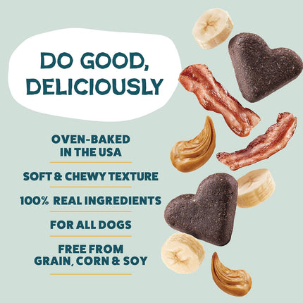 Shameless Pets Soft-Baked Dog Treats, Bananas for Bacon - Natural & Healthy Dog Chews for Skin & Coat Support with Omega 3 & 6 - Biscuits Baked & Made in USA, Free from Grain, Corn & Soy - 1-Pack