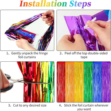 Cinco de Mayo Decorations Fiesta Party Decorations Foil Fringe Curtains Backdrop Fiesta Banner for Mexican Decor Wedding Engagement Rainbow Party Supplies