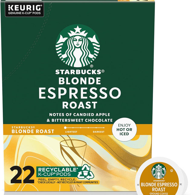 K-Cup Coffee Pods, Blonde Espresso Roast Hot or Iced Coffee, 22 Keurig Pods