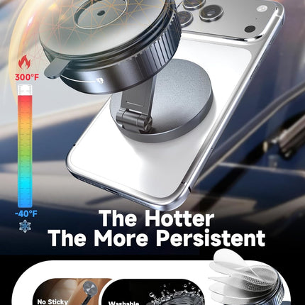Vacuum Magnetic Phone Holders for Your Car [105+LBS Suction & 3800gf Magnetic] Magsafe Car Mount, 360° Adjustable Car Phone Holder Mount for Windshield/Mirror/Kitchen/Gym for iPhone & Android