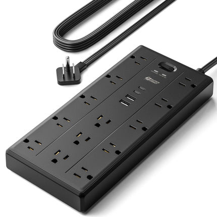 10Ft Extension Cord with Multiple Outlets, Flat Plug Power Strip - photo 17