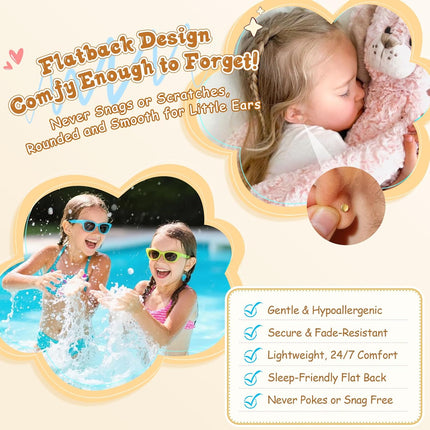 Hypoallergenic Earrings for Girls Toddler Teens Kids Baby 14k Gold Silver Plated Screw Flat Back Earrings Cute Flower Bow Mouse Heart Surgical Steel Stud Earrings Set for Women Teen Girls Gift