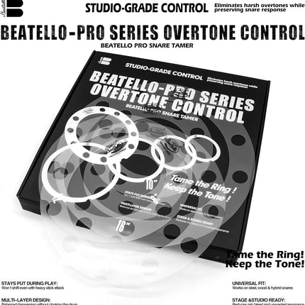 5 Pack Drum Dampening Ring Set, Low-End Control Universal 8-16" Tom/Snare Overtone Control Rings, Reduce Ringing & Enhance Warmth, 7 Colors (Transparent)