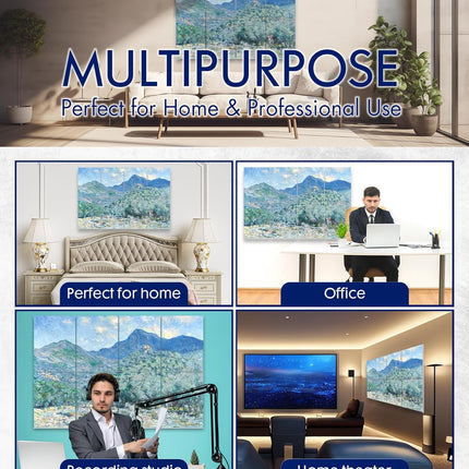 PINWELIFE® Wall Art Acoustic Panels, Sound Proof Absorbing Panels for Home/Office, Decorative Absorbing Dampening, Noise and Echo Cancelling (Monet_Valle Buona, 48"x32")