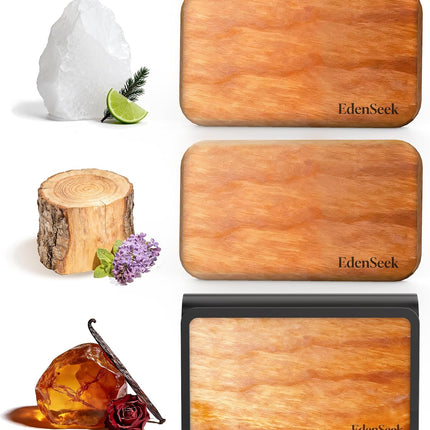 Wooden Car Air Freshener | FSC-Certified Original Wood, Visor Metal Clip, 100% Pure Essential Oils, 40+ Days Long-Lasting Odor Eliminator, 3 Refillable Scents Diffuser for Cars, Trucks, SUVs