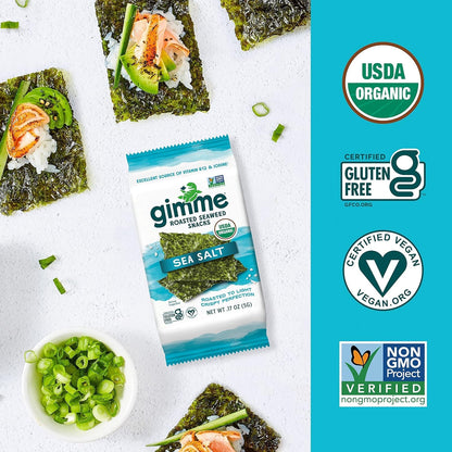 Seaweed Organic Premium Roasted Seaweed Snacks, Sea Salt, 20 Count, Keto, Vegan, Gluten-Free, Great - photo 5