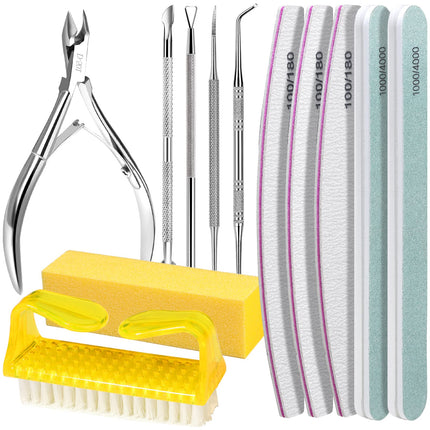 Nail Care Kit, Nail Files 100/180, Nail Buffer Block, Cuticle Nippers, Cuticle Trimmer, Cuticle Pusher, Nail Tools, Nail Kit, Pedicure & Manicure Tools, Nail Prep Kit, Manicure Kit for Women