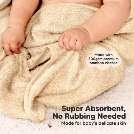 2-Pack Hooded Baby Towels for Newborn, Kids, Almond, 35x35