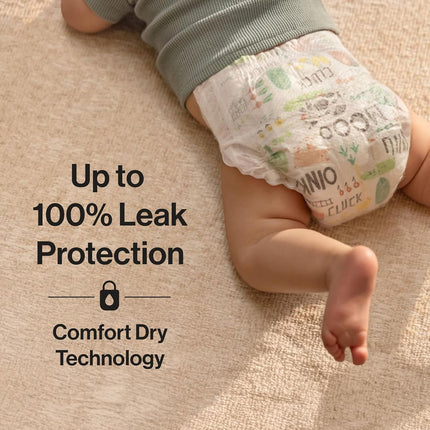 The Honest Company Clean Conscious Diapers for Sensitive Skin, Up to 100% Leakproof, Hypoallergenic, Fragrance Free, Turtle Time, Polybag, Size 1 (8-14 lbs), 35 Count