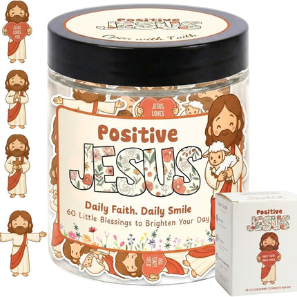 Positive Jesus Jar — 60 Emotional Support Jesus Cards with Bible Verse and Affirmation, Scripture Encouragement for Teen Girls Women, Christian Mothers Day Gift