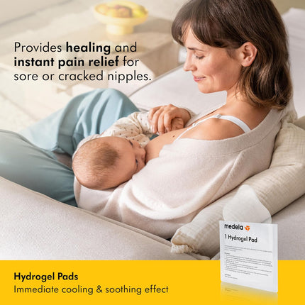 Hydrogel Pads, Instant Pain Relief for Cracked or Sore Nipples from Breastfeeding and Pumping, Cooling Moisture Supports Natural Healing, Pack of 4
