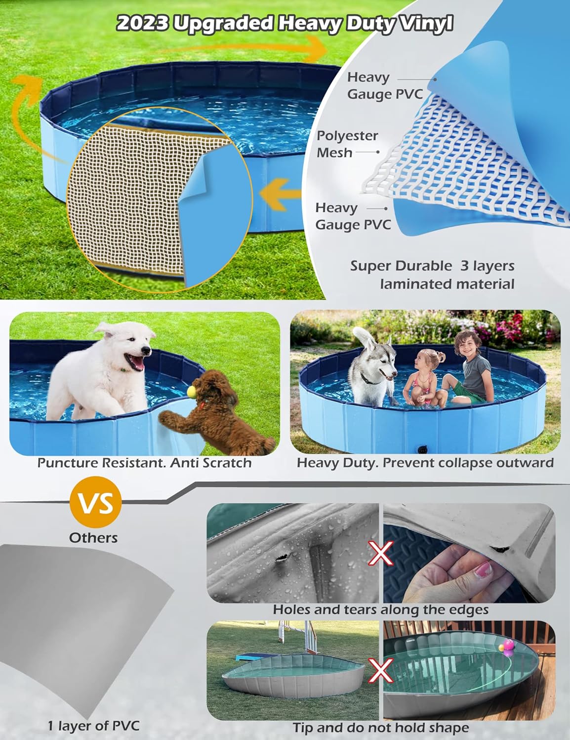 48-Inch Blue Foldable Pet Bath Pool - photo 4
