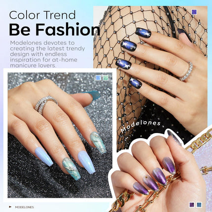 modelones Gel Nail Polish Set- 6 Colors 2026 Mothersday Chameleon Aurora Shimmer Glitter Gel Polish Kit Blue Green Purple Nail Gel Polish Soak Off LED Nail Lamp Nail Art Gel Kit DIY Salon Gift