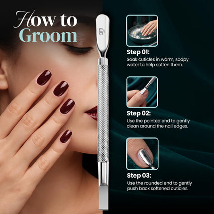 Cuticle Pusher Tool & Spoon Nail Cleaner