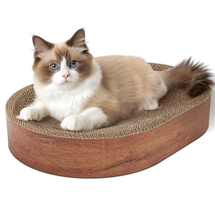 Cat Scratcher Bed, Oval Cardboard Scratching Board for Indoor Cats