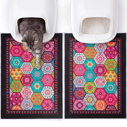 Cat Litter Mat, 2 Pack 33" x 22" Machine Washable for Litter Boxes
