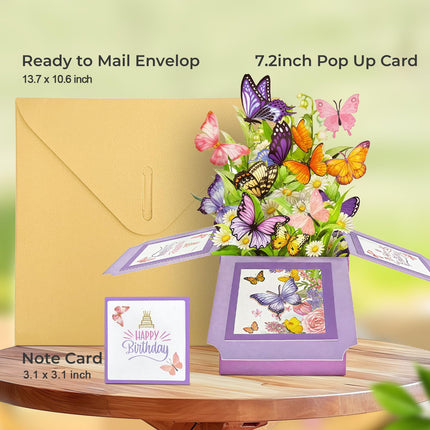 Birthday Cards for Women, Butterfly Pop Up Card Box