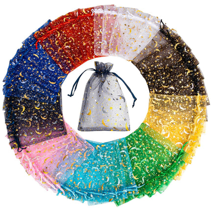 100pcs Organza Bags 5''x7'' - White Mesh Drawstring Gift Bags
