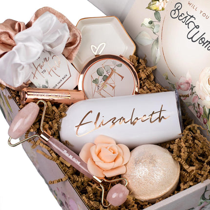 Sincerely, Me Personalized Bridesmaid Proposal Gift with White Premium Spa Set for Rose Gold Bridesmaid Gift (PB1)