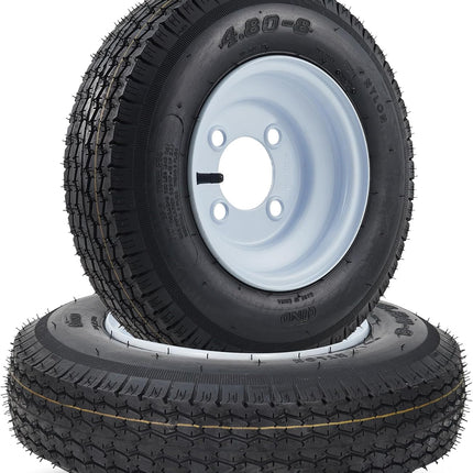 2PCS 4.80-8 480-8 4.80 x 8 with 4 Lug Trailer Tire, Max Load 760 LBS 90PSI, Center Bore 2.85", 2 Pack 4.80 8 Tires with 4 Lug on 4 inch, Muti Function Lawn Mower & Tractor Turf & Boat Tire