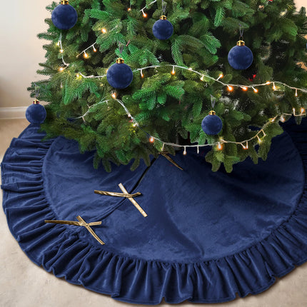 Falda de árbol de Navidad de terciopelo, 48 Inches, estilo moño, verde salvia