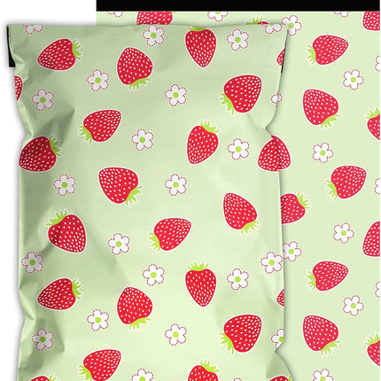 Poly Mailers 10x13 Inch 100 Pcs - Strawberries printed Shipping Bags, 2.4mil Thickness, Waterproof and Tear Resistant Mailing Envelopes, Self-Sealing Packaging Bags for Small Business