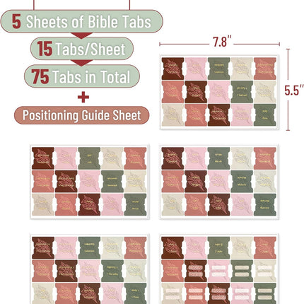 Mr. Pen- Bible Tabs, 75 Tabs, Autumnal Earth, Gold Foil Embossed Lettering, Laminated Bible Tabs for Women and Men, Bible Tabs for Study Bible Index Tabs, Bible Book Tabs, Bible Labels Tabs