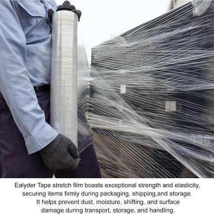 2 Rolls Clear Stretch Wrap 18" x 1000 FT x 80 Gauge, Industrial Heavy Duty Stretch Wrap Shrink Film, Durable Self-Adhering for Packing, Moving, Pallet, Included Wrap Holder