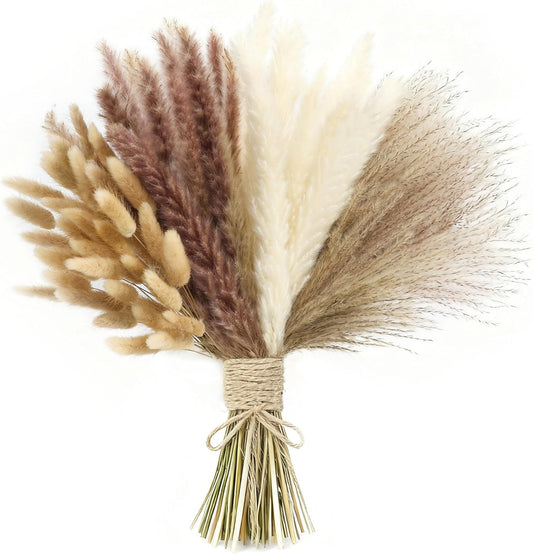 110pcs Dried Pampas Grass, (Vase Not Included),Dried Flower Bouquet, Reed Grass Bouquet for Boho Floral Home, Wedding