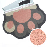 Cute Cat Litter Mat 24”x16”, Litter Box Mat, Litter Trapping Mat, Soft on Kitty Paws, Easy Clean, Anti Slip, Pet Accessories, Door Floor mats - Grey Pink