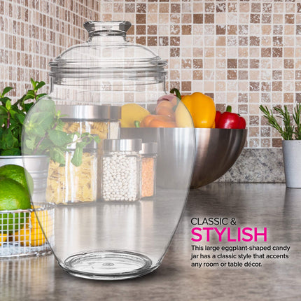 1 Gallon Cookie & Candy Jar with Lid, 128 oz Premium Acrylic Clear Apothecary Jar, Wedding & Home Décor Centerpiece, Decorative Kitchen Storage Jar, Bathroom Organization