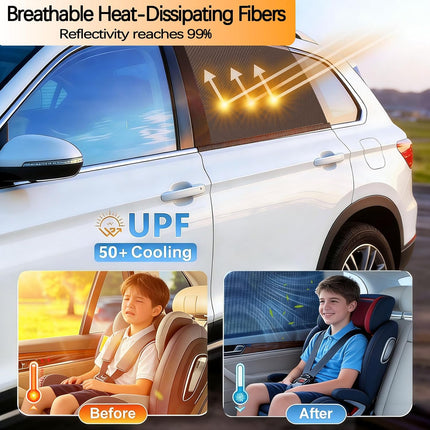 2 Pack Back Car Window Covers Shades Car Side Window Sun Shades,Sunshade for car Window Baby, UV Protection Breathable Spandex Window Covers, Universal Fit Most (99%) of Cars(Medium 39.5"x20")