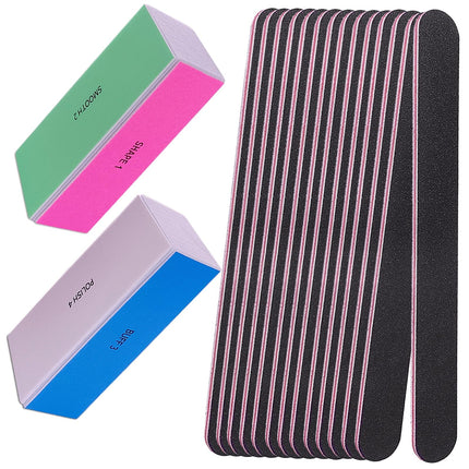 Set de lima y pulidor de uñas, kit 4 Way de pulidores brillantes, limas para uñas naturales, manicura, limado, pulido y cuidado, 100/120/240/600/3000 Grit