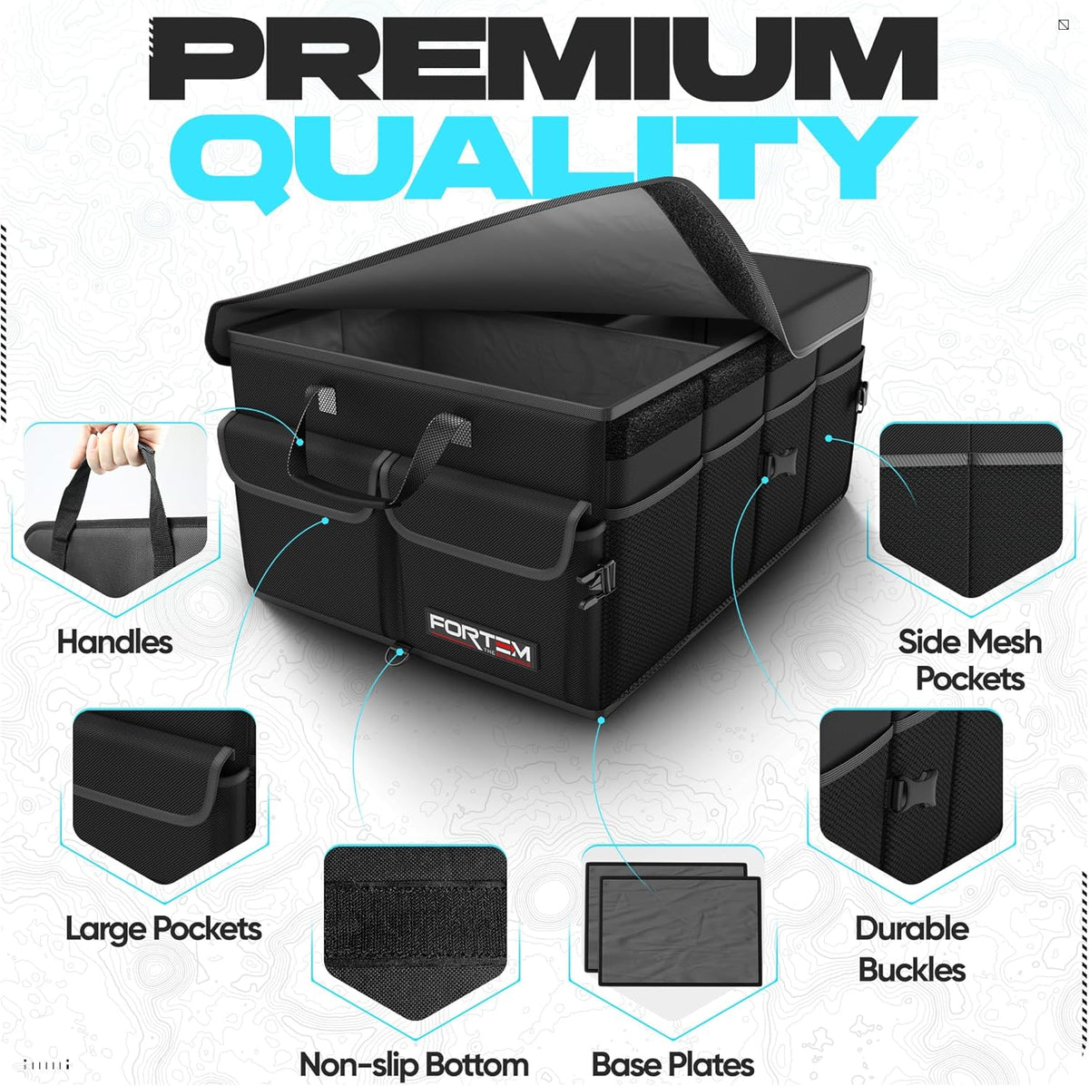 50L Foldable SUV Trunk Organizer with Soft Cover - photo 2