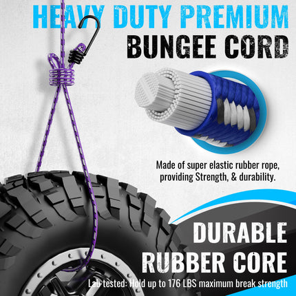 Bungee Cords with Hooks, Outdoor Heavy-Duty Bungee Straps, 21pcs - photo 4