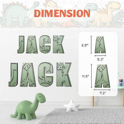 Personalized Wooden Name Sign - Custom Baby Name Signs for Nursery & Kids Room, Baby Announcement Sign, Wall Name Signs Personalized, Round Wooden Letters for Nursery Decor (Dinosaur)