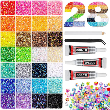Resin Jelly Bedazzling Kit with 30000 Rhinestone,Rhinestones for Bedazzling,3mm Flatback Bedazzling Gems for Nails, 3pcs B7000 Rhinestone Glue,Crafting, Clothes,Bedazzler Kit for Adults, Kids,DIY