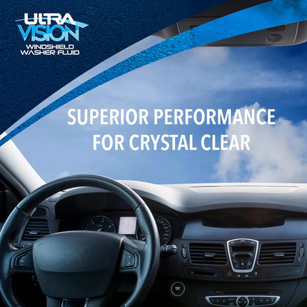 ULTRA 1PLUS Windshield Washer Fluid - Advanced Formula for Car Windshield Wiper Fluid Crystal-Clear Vision in Weather Conditions +32F - All Weather - Bug Remover - 1 US Quart