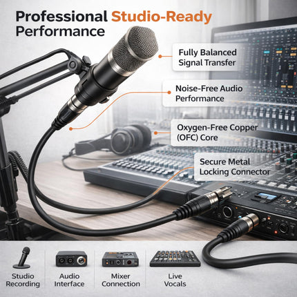 XLR Microphone Cable, Fully Balanced, Male to Female, 25 Feet - 2 Pack