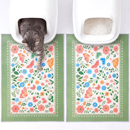 Cat Litter Mat, 2 Pack 33" x 22" Machine Washable for Litter Boxes