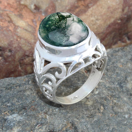 925 Sterling Silver Ring For Men & Women Natural Gemstone Ring Sterling Silver Minimalist Ring June Birthstone White Gemstone Ring